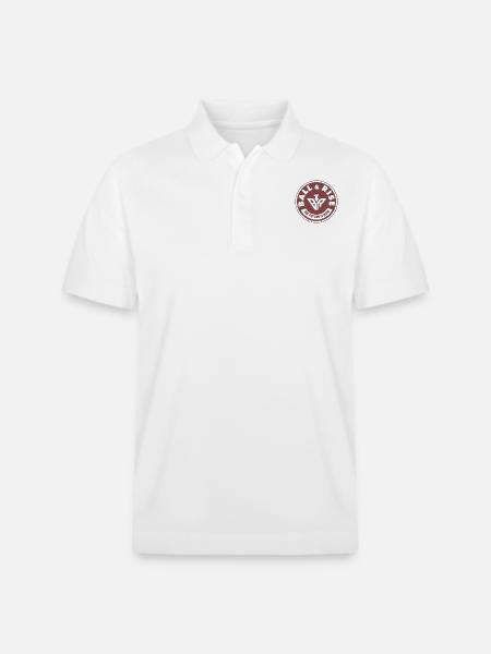Ball & Rise Red Logo - Stanley/Stella Unisex Organic Polo Shirt PREPSTER - white