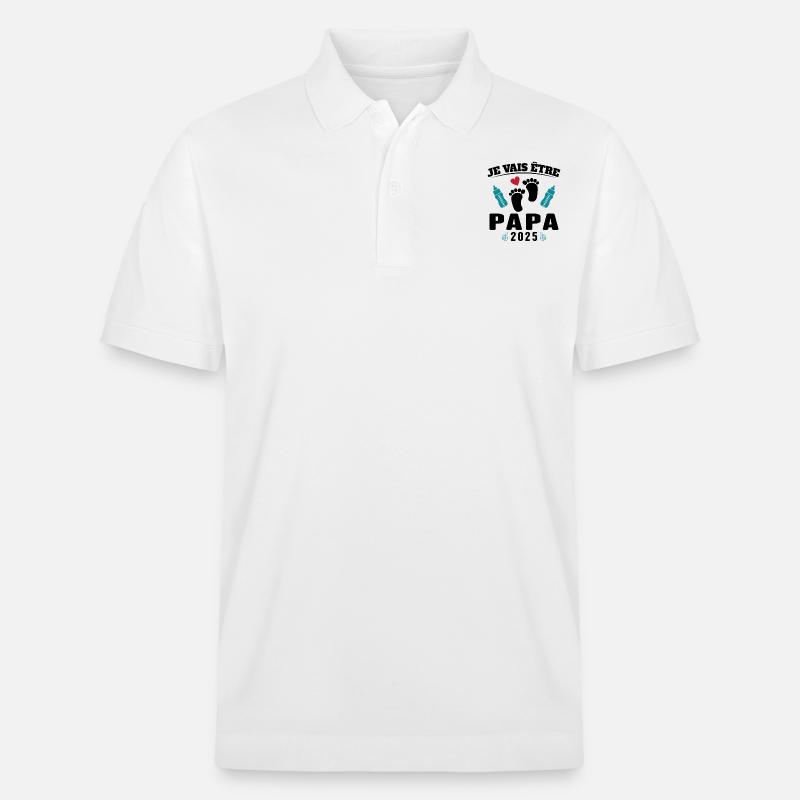 Mann Papa wird 2025 Geschenk - Stanley/Stella Unisex Bio-Poloshirt PREPSTER - Weiß