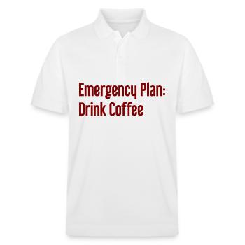 Kaffee-Notfallplan - Stanley/Stella Unisex Bio-Poloshirt PREPSTER - Weiß - Vorne - Roxy (174cm) & Andy (188cm)