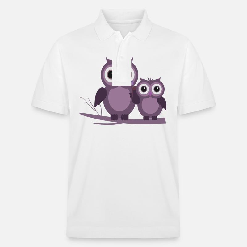 zwei Eulen Lila Pflaume Flieder - Stanley/Stella Unisex Bio-Poloshirt PREPSTER - Weiß