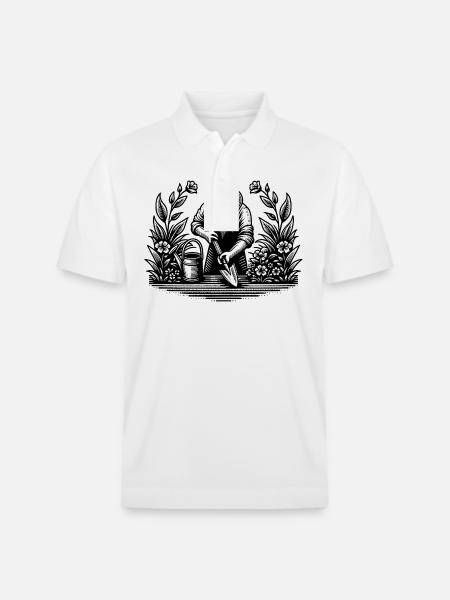 Hobbygärtner beim arbeiten im Garten - Stanley/Stella Unisex Bio-Poloshirt PREPSTER - Weiß