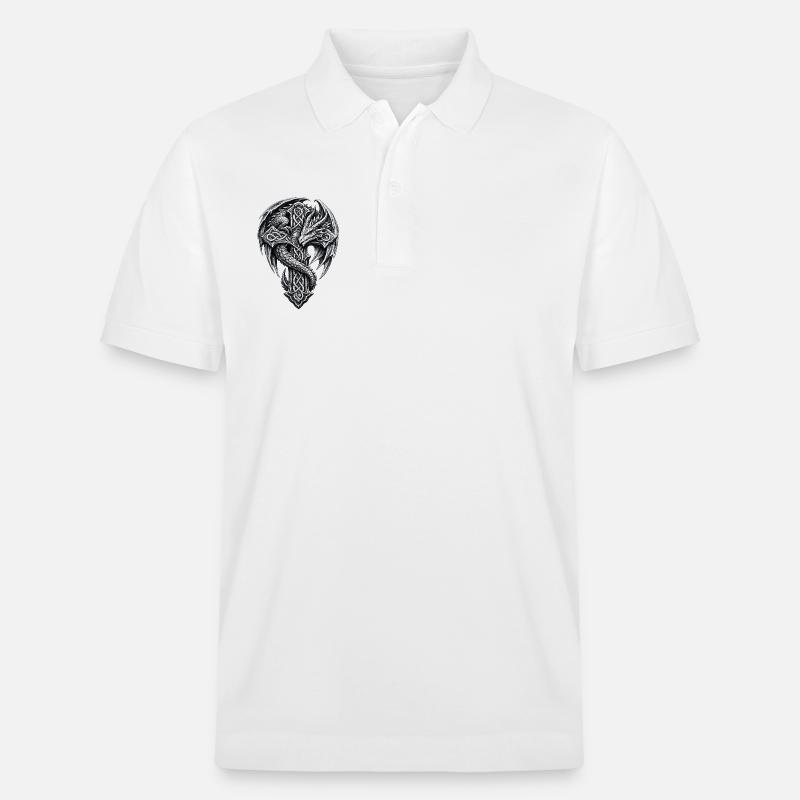 Dragon celtique sur croix nœud - Polo PREPSTER bio Stanley/Stella Unisexe - blanc