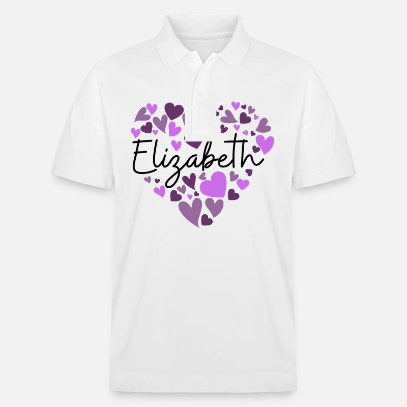 Conception du nom Elizabeth avec Hea violet en forme de cœur - Polo PREPSTER bio Stanley/Stella Unisexe - blanc