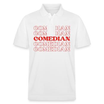 Comédien Artiste Blagueur Humoriste Comique - Polo PREPSTER bio Stanley/Stella Unisexe - blanc - Devant - Roxy (174cm) & Andy (188cm)