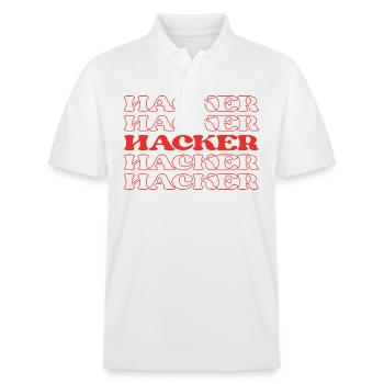Pirate informatique Cybercriminel Faille de sécurité Cyber - Polo PREPSTER bio Stanley/Stella Unisexe - blanc - Devant - Roxy (174cm) & Andy (188cm)