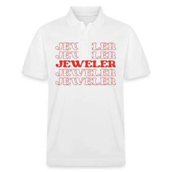 Bijoutier Créateur de bijoux orfèvre gemmologue bijou - Polo PREPSTER bio Stanley/Stella Unisexe - blanc - Devant - Roxy (174cm) & Andy (188cm)