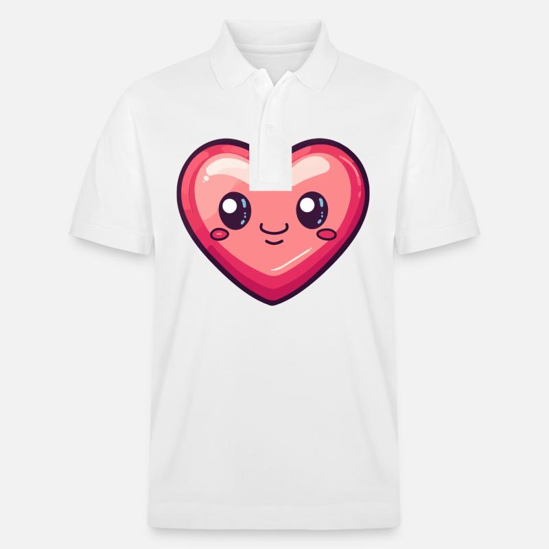 Coeur Comic Love Saint-Valentin - Polo PREPSTER bio Stanley/Stella Unisexe - blanc