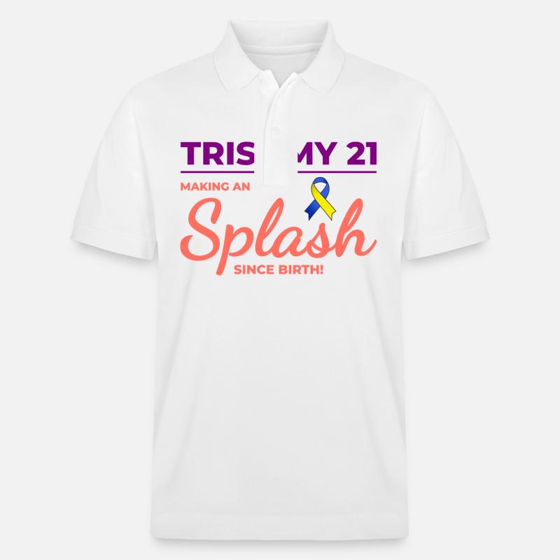 Down-Syndrom-Bewusstsein Trisomie 21 Splash - Stanley/Stella Unisex Bio-Poloshirt PREPSTER - Weiß
