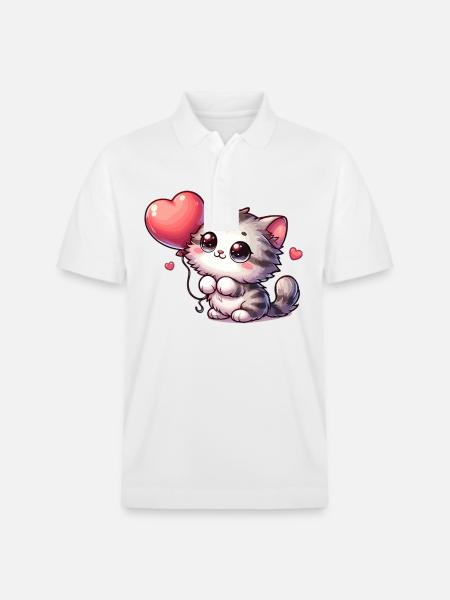 Cat Balloon Pets - Stanley/Stella Unisex Organic Polo Shirt PREPSTER - white