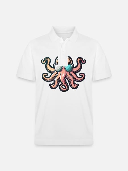 Oktopus Comic Cool - Stanley/Stella Unisex Bio-Poloshirt PREPSTER - Weiß