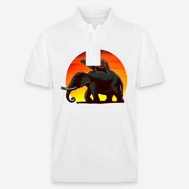 Elephant Turtle Sunset Design - Polo PREPSTER bio Stanley/Stella Unisexe - blanc