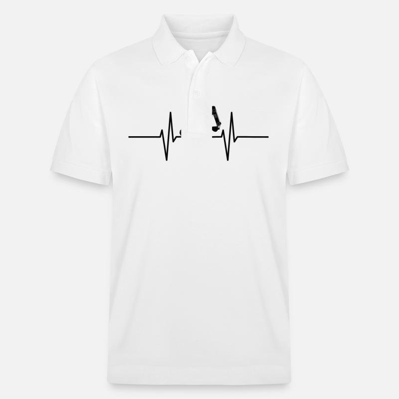 Herzschlag mit Bagger - Stanley/Stella Unisex Bio-Poloshirt PREPSTER - Weiß