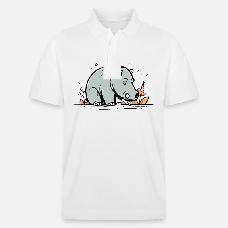 Nilpferd niedlich Comic - Stanley/Stella Unisex Bio-Poloshirt PREPSTER - Weiß