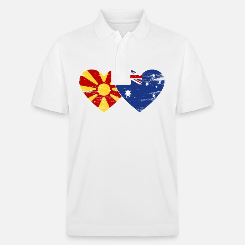 Macédoine Australie Drapeau Coeur Utilisé - Polo PREPSTER bio Stanley/Stella Unisexe - blanc