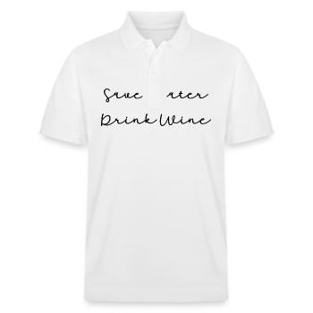 Save water drink wine - Stanley/Stella Unisex Organic Polo Shirt PREPSTER - white - Front - Roxy (174cm) & Andy (188cm)