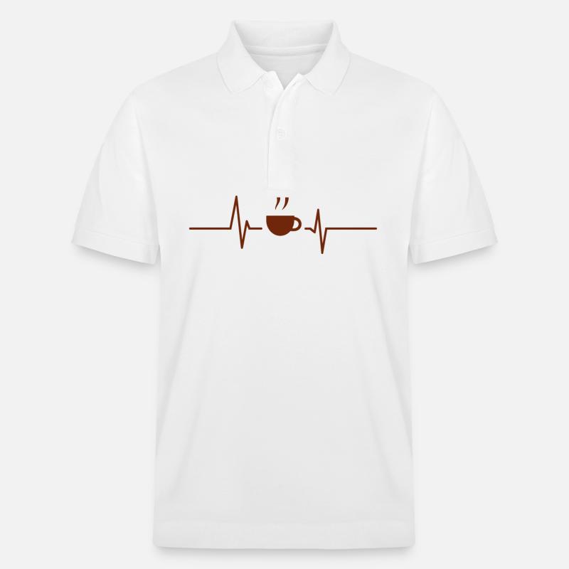 Kaffee - Herzschlag Herzfrequenz - Stanley/Stella Unisex Bio-Poloshirt PREPSTER - Weiß