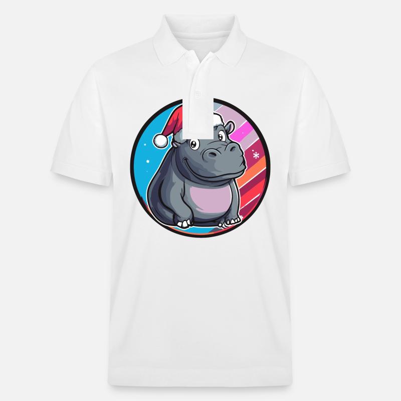 Hippopotame animal de Noël - Polo PREPSTER bio Stanley/Stella Unisexe - blanc