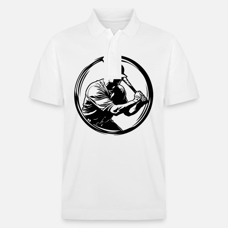 Baseball Mann Silhouette - Stanley/Stella Unisex Bio-Poloshirt PREPSTER - Weiß