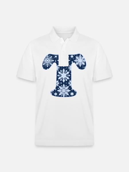 Letter T Snowflakes - Stanley/Stella Unisex Organic Polo Shirt PREPSTER - white
