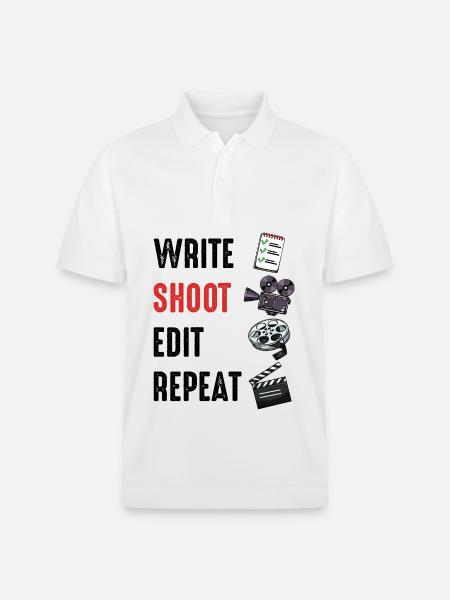 Filmdreh-Set: Reel & Klappe - Stanley/Stella Unisex Bio-Poloshirt PREPSTER - Weiß