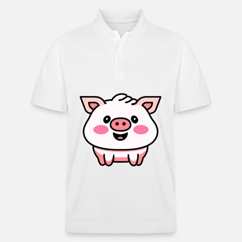 Mignon cochon qui rit Kawaii - Polo PREPSTER bio Stanley/Stella Unisexe - blanc