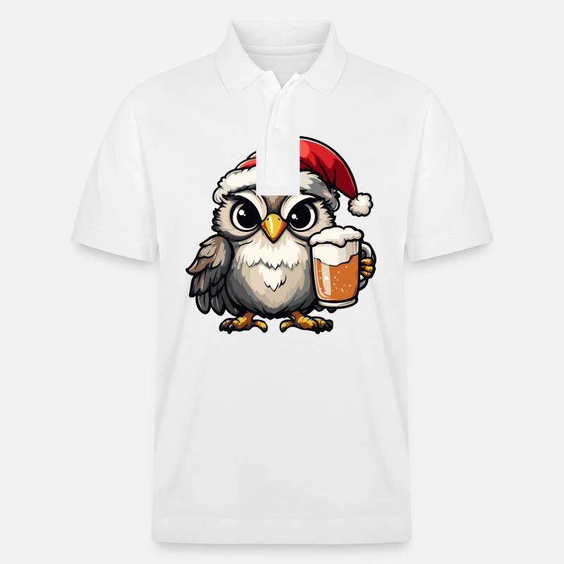 Eule Weihnachten Bier - Stanley/Stella Unisex Bio-Poloshirt PREPSTER - Weiß
