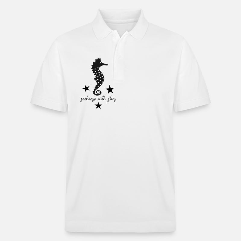schwarzes Seepferd schwarzes Seepferdchen - Stanley/Stella Unisex Bio-Poloshirt PREPSTER - Weiß