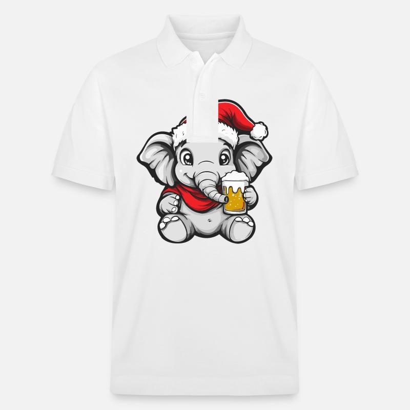 Bière de Noël Elephant - Polo PREPSTER bio Stanley/Stella Unisexe - blanc