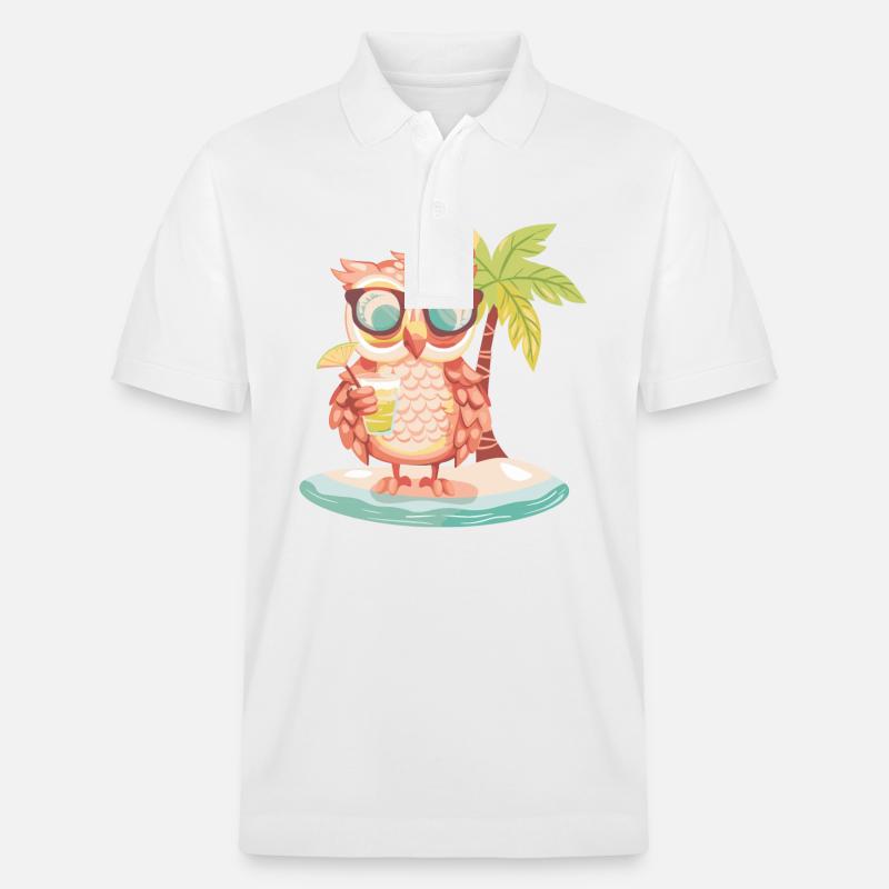 Eule Sommer Strand Urlaub - Stanley/Stella Unisex Bio-Poloshirt PREPSTER - Weiß