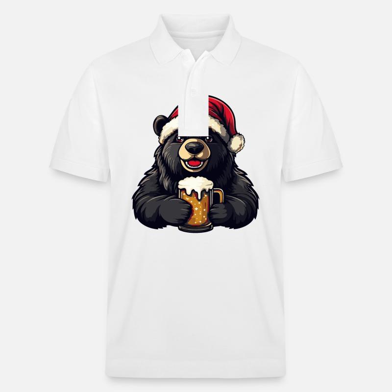Bière de Noël Bear - Polo PREPSTER bio Stanley/Stella Unisexe - blanc