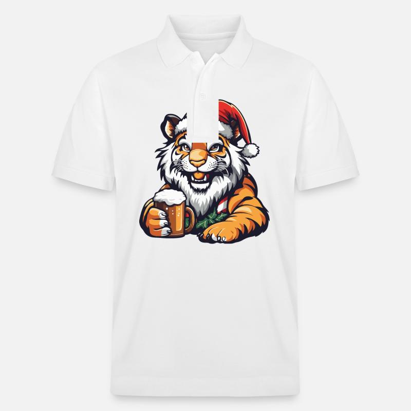 Tiger Weihnachten Bier - Stanley/Stella Unisex Bio-Poloshirt PREPSTER - Weiß