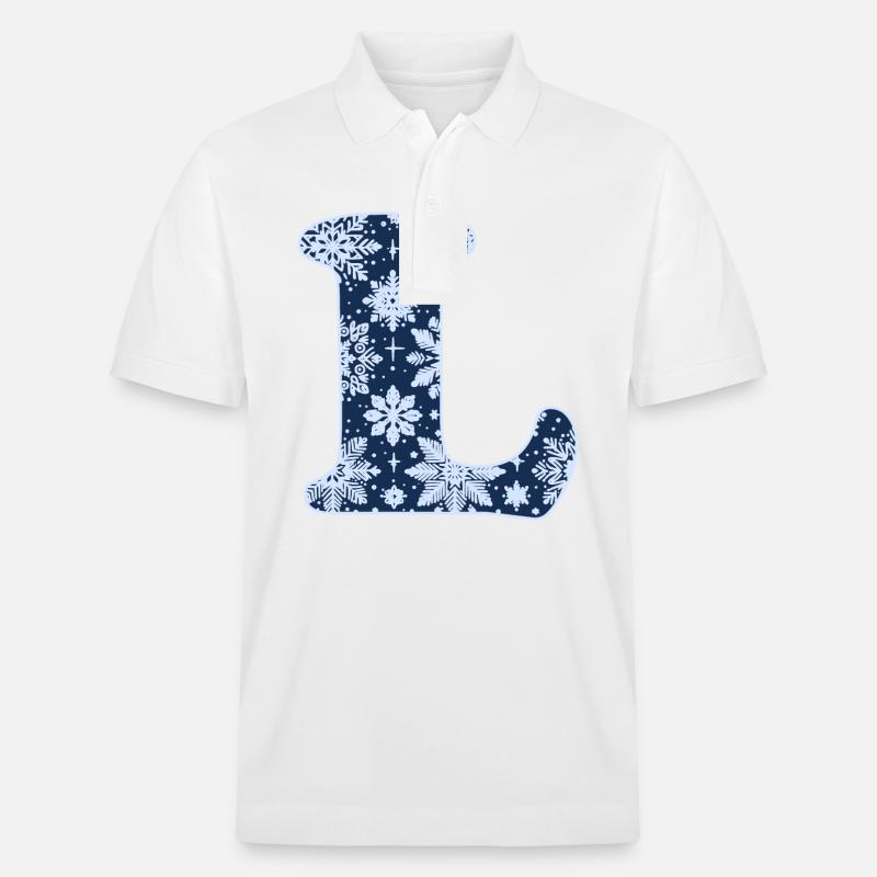 Buchstabe L Schneeflocken - Stanley/Stella Unisex Bio-Poloshirt PREPSTER - Weiß