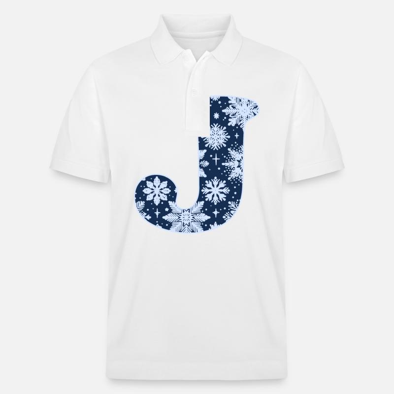 Buchstabe J Schneeflocken - Stanley/Stella Unisex Bio-Poloshirt PREPSTER - Weiß