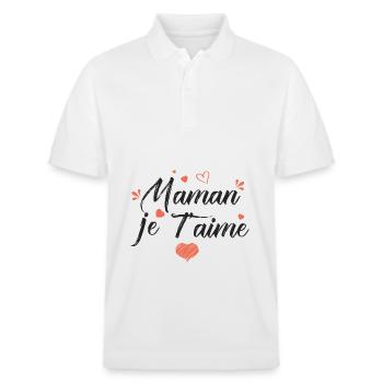 maman je t aime cadeau maman - Polo PREPSTER bio Stanley/Stella Unisexe - blanc - Devant - Roxy (174cm) & Andy (188cm)