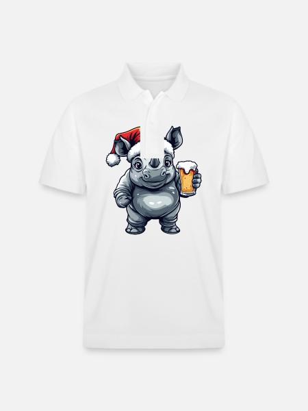 Rhino Christmas Beer - Stanley/Stella Unisex Organic Polo Shirt PREPSTER - white