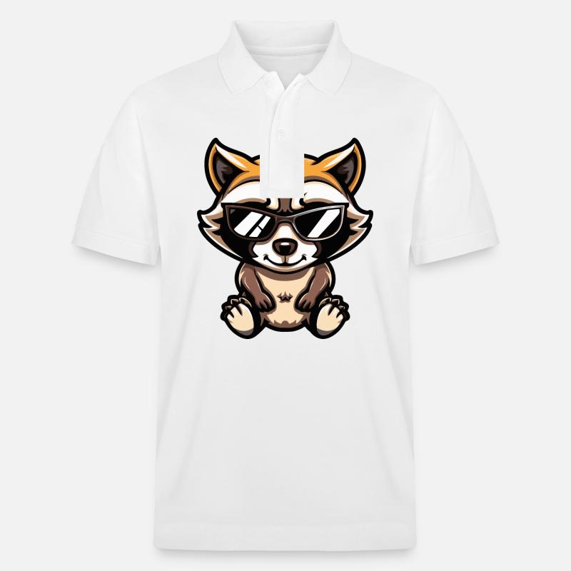 Waschbär Comic Cool - Stanley/Stella Unisex Bio-Poloshirt PREPSTER - Weiß