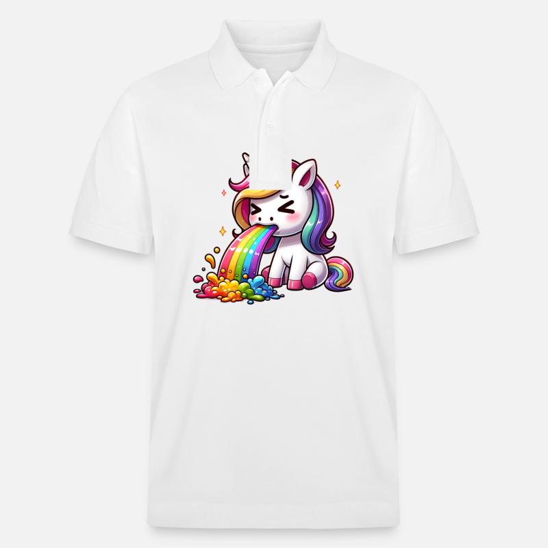 Einhorn kotzend Regenbogen - Stanley/Stella Unisex Bio-Poloshirt PREPSTER - Weiß