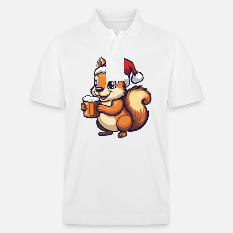 Eichhörnchen Weihnachten Bier - Stanley/Stella Unisex Bio-Poloshirt PREPSTER - Weiß