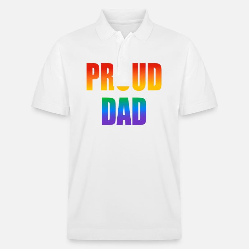 Stolzer Papa schwuler Regenbogen - Stanley/Stella Unisex Bio-Poloshirt PREPSTER - Weiß
