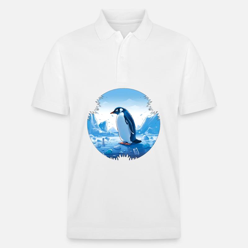 Pinguin mitten in Plastikmüll - Stanley/Stella Unisex Bio-Poloshirt PREPSTER - Weiß