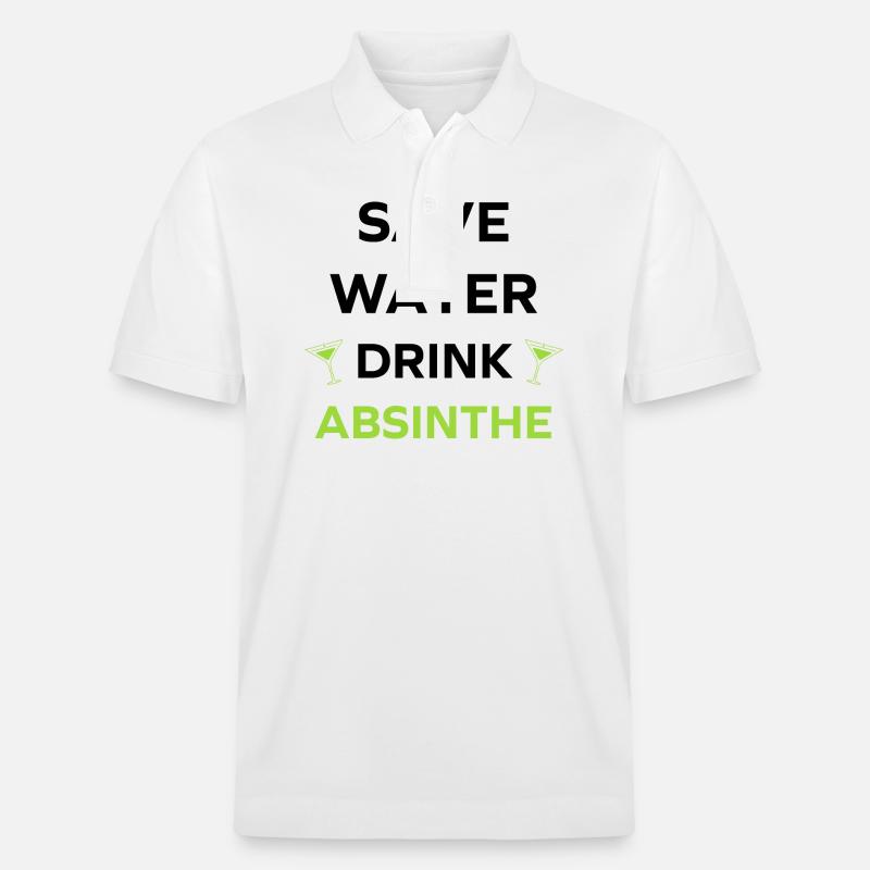 Save water drink absinthe - Polo PREPSTER bio Stanley/Stella Unisexe - blanc