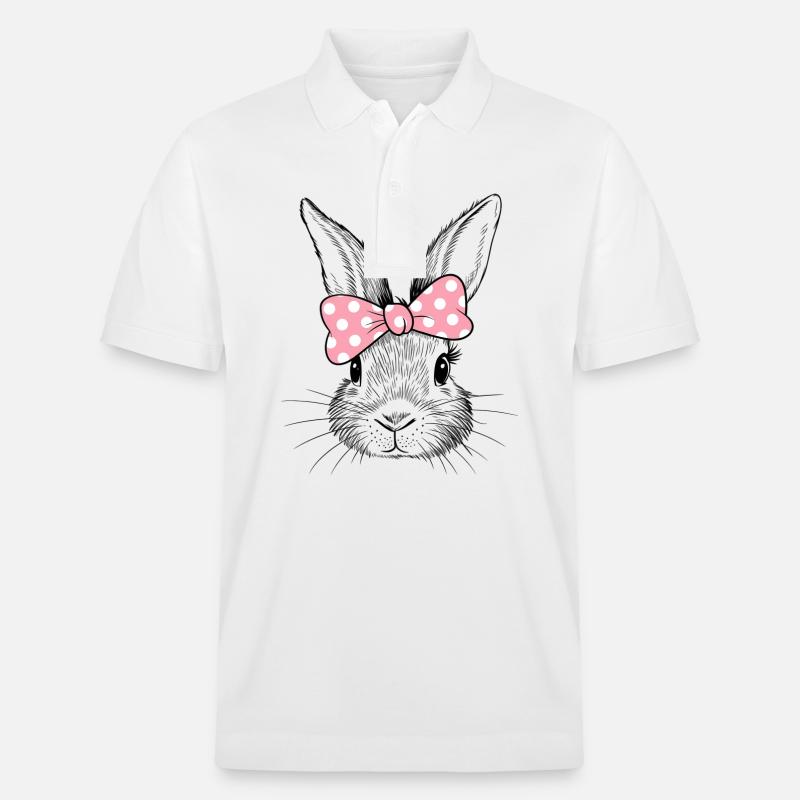 Hase mit rosa Schleife - Stanley/Stella Unisex Bio-Poloshirt PREPSTER - Weiß
