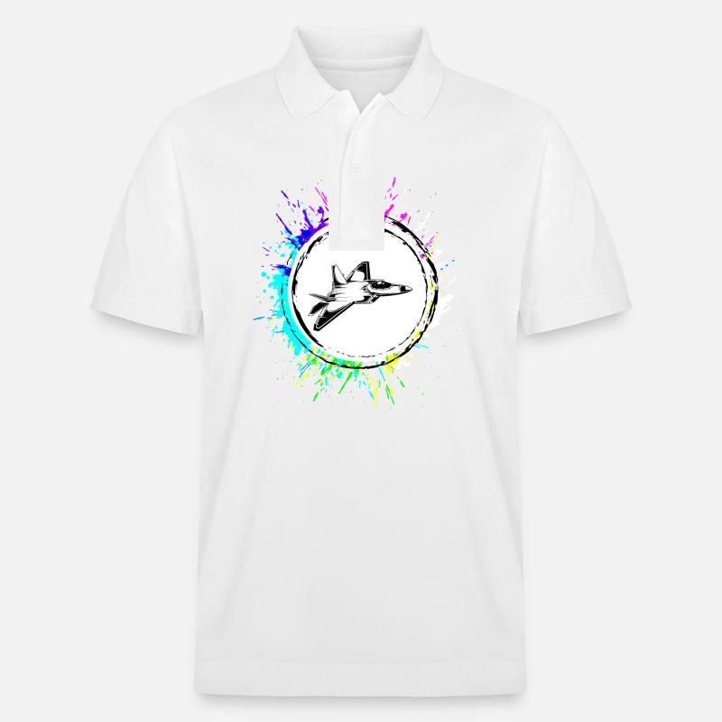Flugzeug jet symbol - Stanley/Stella Unisex Bio-Poloshirt PREPSTER - Weiß