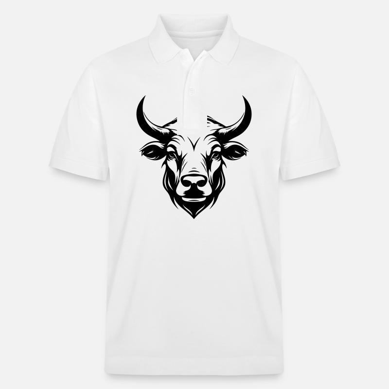 Bulle Hörner Kopf Silhouette - Stanley/Stella Unisex Bio-Poloshirt PREPSTER - Weiß