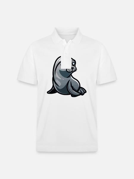 Robbe Tier Comic - Stanley/Stella Unisex Bio-Poloshirt PREPSTER - Weiß
