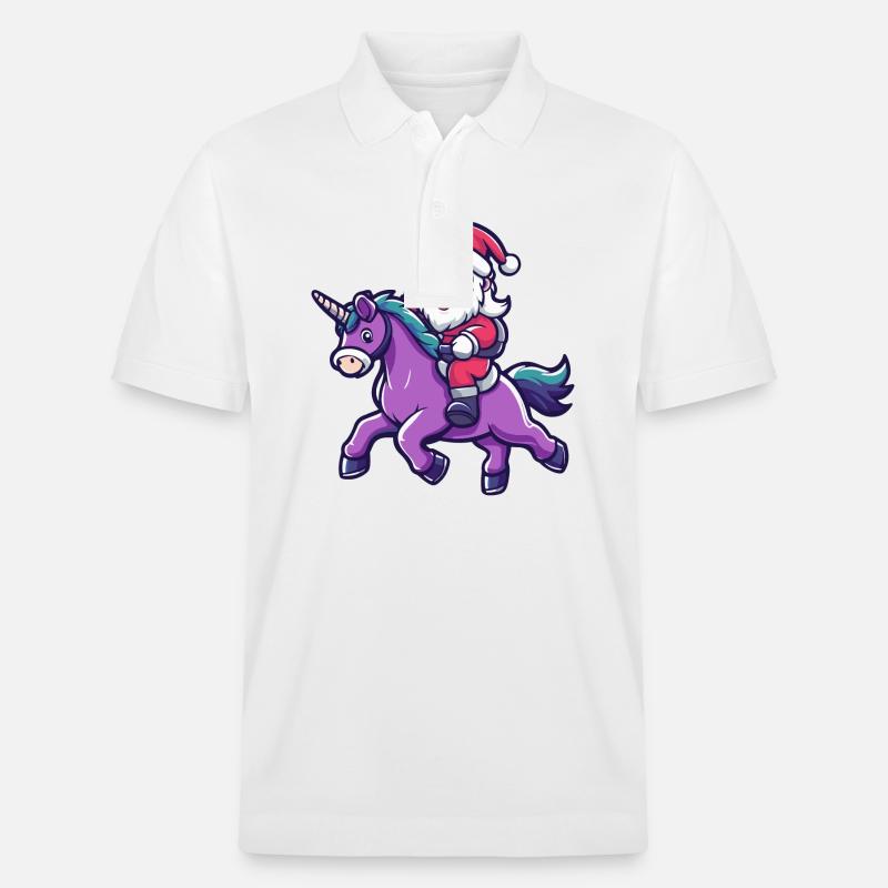 Einhorn Weihnachtsmann Cartoon - Stanley/Stella Unisex Bio-Poloshirt PREPSTER - Weiß