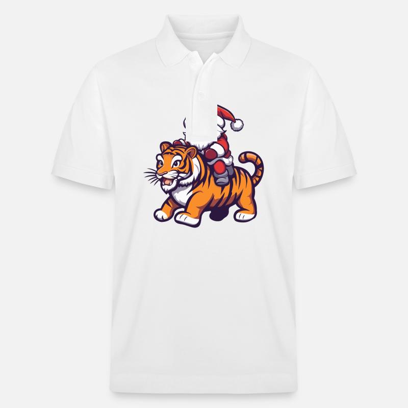 Tigre Père Noël Dessin animé - Polo PREPSTER bio Stanley/Stella Unisexe - blanc