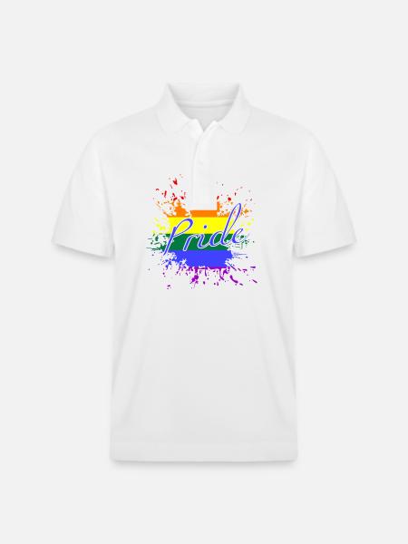 LGBTQ, unisex, Regenbogen - Stanley/Stella Unisex Bio-Poloshirt PREPSTER - Weiß