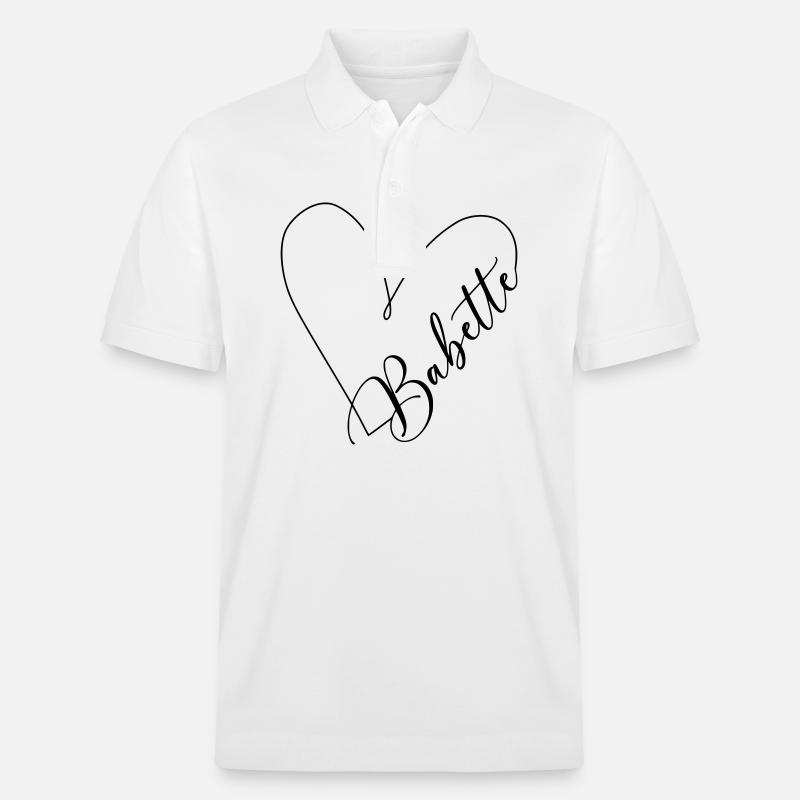 Babette Name Heart Line - Stanley/Stella Unisex Organic Polo Shirt PREPSTER - white
