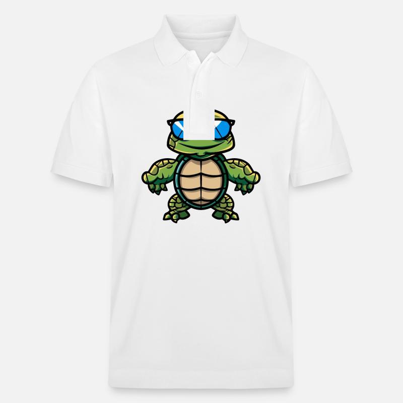 Schildkröte Comic Cool - Stanley/Stella Unisex Bio-Poloshirt PREPSTER - Weiß
